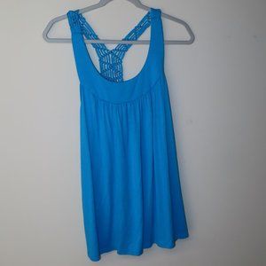 AGB Tank Top Beachy Coastal Seashore Blue Racerback Sleeveless Size XL NWT